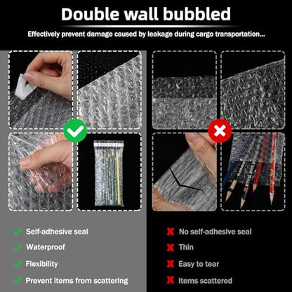 Frienda 300 Pcs Clear Self Sealing Bubble Cushion Bags Double Wall Bubble Pouch Bag Plastic Shockproof Protective Packing Bags for Small Business Moving Shipping Packaging Storage(4" X 8") - size: 4" X 8"