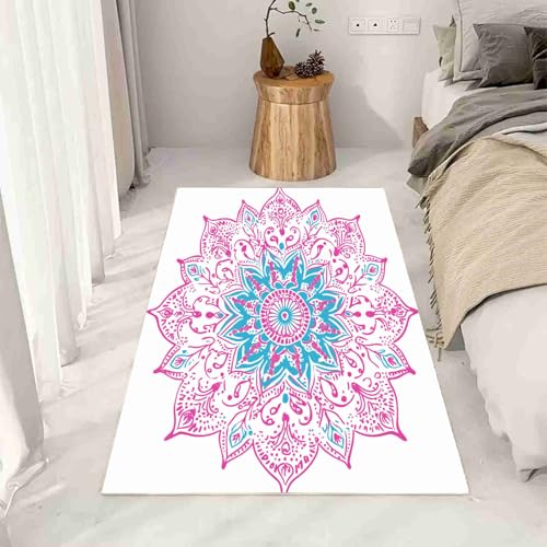 Mandala Indian 5x7 Area Rugs Living Room Spiritual Meditation Washable Bathroom Rugs Non Slip Bohemian Circular Outdoor Carpet Fluffy Rug Soft Flannel for Indoor Hallways Kitchen Mats Bedroom Decor - size: 5x7ft