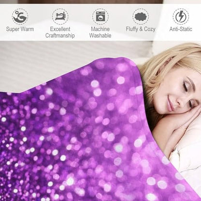 Fashion Bed Sofa Couch Cover, Unisex Blanket, Beautiful Dark Purple Bling Glitter Sparkles Pattern Lightweight Flannel Blanket - color: Color58, size: 30"x40"