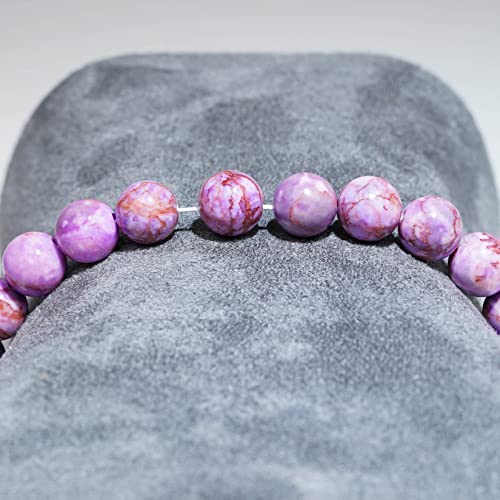 8mm Natural Gemstone Stretch Bracelet, Handmade Unisex Crystal Bracelets for Meditation, Yoga, Spiritual Healing & Positive Energy - color: Purple Turquoise Magnesite
