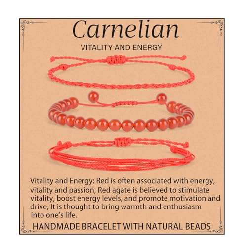 QOGIR Handmade Healing Bracelet,6mm Natural Gem Stone Bracelet rope bracelet - color: Carnelian( Vitality and Energy), size: 6mm