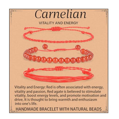 QOGIR Handmade Healing Bracelet,6mm Natural Gem Stone Bracelet rope bracelet - color: Carnelian( Vitality and Energy), size: 6mm
