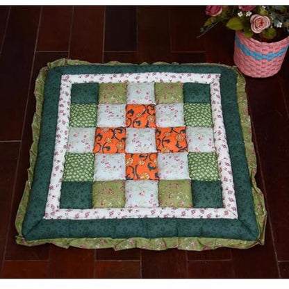 Rural Style Meditation Floor Pillow, Square Large Pillows Seating for Adults, Tatami Living Room Seat Cushion,50X50CM(Green #1)
