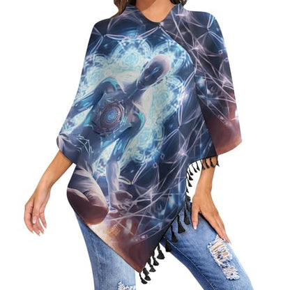 Meditation Energy Shawl Tassel Shawl Cape Vintage Cape Women's Shawl Poncho Knitted Cape Wrap Poncho