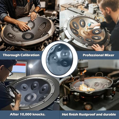 Handpan 22 Inches Drum Set, 440Hz 9 Notes Hand Drum Instrument, Premium Steel Hand Drum, Includes Carrying Case, Drumsticks, Spiral Wraps, Instruction Guide (22 Inches -9 Note -Blue) - size: 22 Inches - 9 Notes - Blue