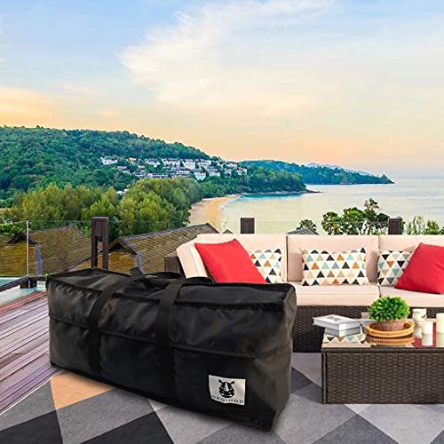 Outdoor Cushion Storage Bag Waterproof, Extra Large Bag for Outdoor Cushions 420D Heavy Duty Patio Furniture Cushion Storage Bags with Zipper 68 Inch, Black - size: 68x30x20in