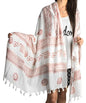 Tribe Azure Fair Trade Large Scarf Wrap Yoga Soft Cotton Mix Hand Printed Boho Bohemian Yoga Yellow White Black & Blue (White)