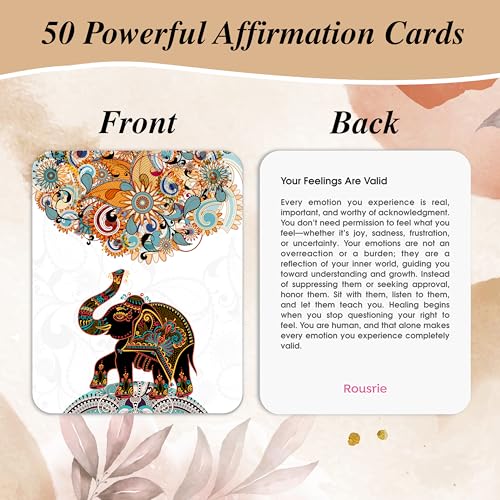 Kaivalya Stress Relief Positive Affirmations Cards for Women, Set of 50 Inspirational Daily Affirmation Card for Women Self Care and Meditation, Unique Motivational Gift