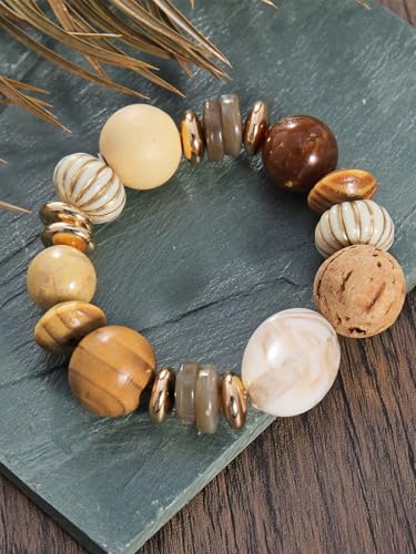 One Log Breeze Wood Bead Resin Bead Mix and Match Beaded Bracelet