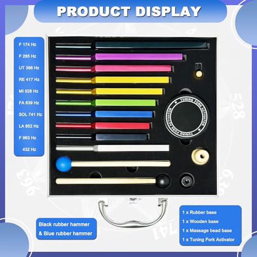 Solfeggio Tuning Fork Set - 10 Multicolour Tuning Forks Perfect for DNA Healing with Exquisite Aluminum Gift Box (174 Hz, 285 Hz, 396 Hz, 417 Hz, 432Hz, 528 Hz, 639 Hz, 741 Hz 852 Hz, 963 Hz) - color: Solfeggio Multicolour C