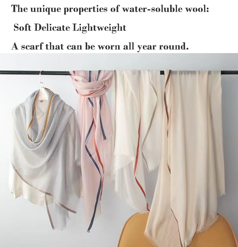 Luxury Cashmere Pashmina Style Shawl - Silk & Wool Blend Scarf, Lightweight Skin-Friendly Wrap - color: Gingham. - White