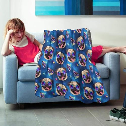 Adults Men Women Soft Blankets, Galaxy Pug with Cool Glasses Warm Throw Wrap Cover Wearable Blanket, Sleeping Blankets - color: Pattern 11, size: 60x80inch-adults