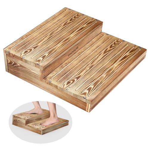 Wooden 2 Step Stool for High Beds, Moderate & Applicable 2-Step Stools for Seniors, Solid Wood steppingStool, Built-in Handle for Easy Carrying, 25.6" W - size: 25.6" W