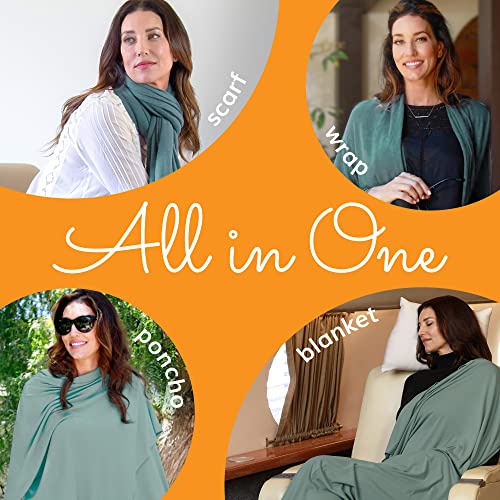 Travel Shawl Wraps for Women - 68x35in Wrap. Lightweight Pashmina, Airplane Travel Blanket Scarf. Made In USA - color: Classic Jersey - Sage Green