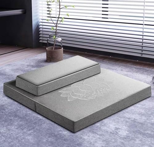 Large Meditation Cushion Mat Set Thick Yoga Mat Bolster Floor Pillows Seating for Adults Upgraded Meditation Accessories(Size:24x24inch,Color:Gray) - color: Gray, size: 24x24inch