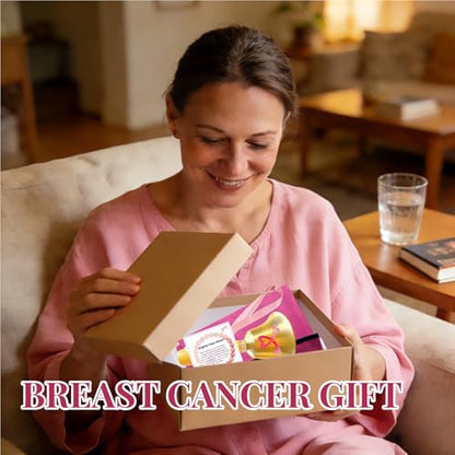 Ring the Bell Breast Cancer Survivor Gifts – End of Chemo Breast Cancer Bell Set|Includes waterproof shower cover for after breast surgery|A Gift After Breast Removal Surgery - color: Pink-Breast Cancer Theme Set