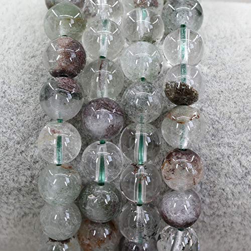 Keleny Gem Semi Precious Gemstones 8mm Natural Quartzite Stone Round Beads Crystal Stretch Bracelet 7 Inch Unisex - color: Green Phantom Crystal