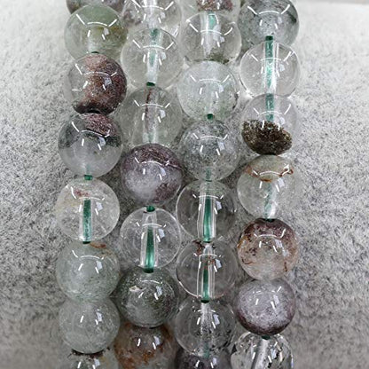 Keleny Gem Semi Precious Gemstones 8mm Natural Quartzite Stone Round Beads Crystal Stretch Bracelet 7 Inch Unisex - color: Green Phantom Crystal