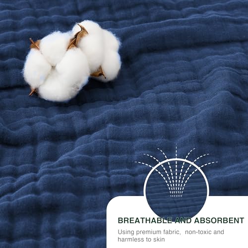 Love's cabin 100% Cotton Muslin Blanket, 6 Layer Lightweight Breathable Gauze King Size Blanket 108 x 90 Inches, Soft Summer Blanket for Bed, Dark Blue - color: Dark Blue, size: King(108"x90")