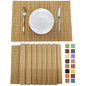 Set of 8 Pcs Bamboo Placemats Sushi Rolling Mat Japanese Style Natural Anti-Slip, Washable Heat-Resistant Table Mats for Dining Room and Kitchen（Brown） - color: Brown, size: Set of 8