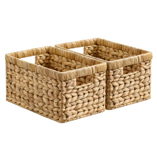 StorageWorks Wicker Basket, Baskets for Organizing, Storage Basket with Built-in Handles, Water Hyacinth Shelves (Medium 2-Pack, Natural Hyacinth) - color: Natural (Water Hyacinth), size: 2x 13¼"L x 8¼"W x 7"H