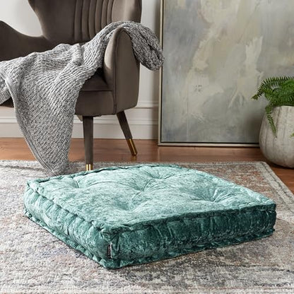 SAFAVIEH Home Collection Belia Green 18-inch Square Tufted Floor Pillow with Insert - color: Green, size: 18 x 18-Inch