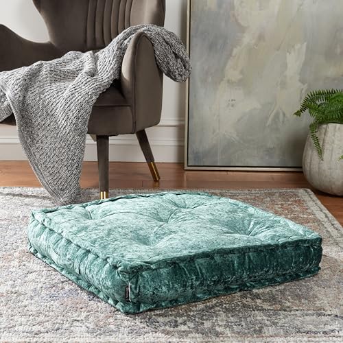 SAFAVIEH Home Collection Belia Green 18-inch Square Tufted Floor Pillow with Insert - color: Green, size: 18 x 18-Inch