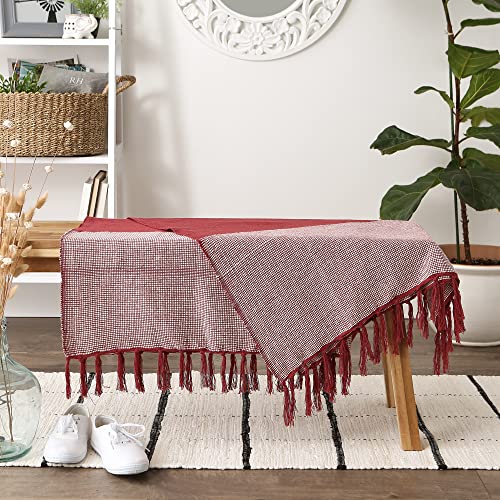 DII Striped Throw Collection Urban Cityscape Border - color: Barn Red