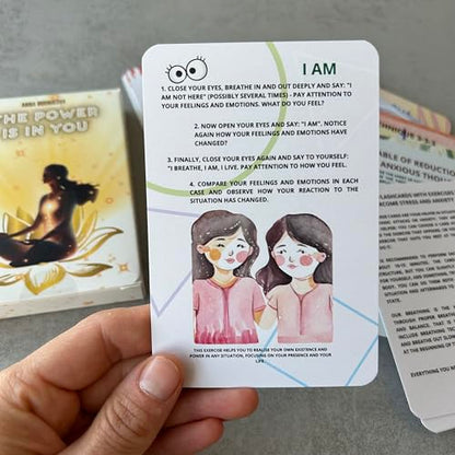 Panic Attack & Anxiety Relief Cards – 'The Power is in You' 46 - Card Deck with Grounding Exercises, Breathing Techniques & Stress Management Practices (English)