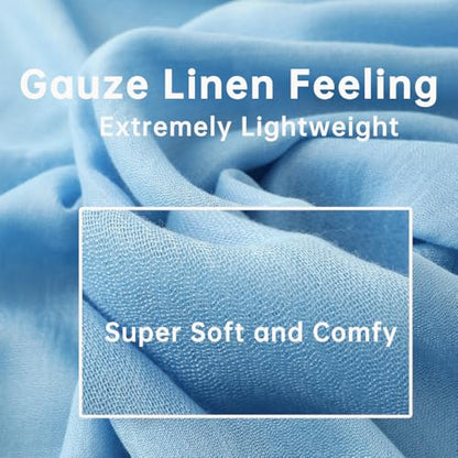 Harewom Lightweight Gauze Linen Feeling Shawl Wraps for Women Beach Summer Scarf for Evening Wedding Dresses - color: Shawl Wraps - Light Blue