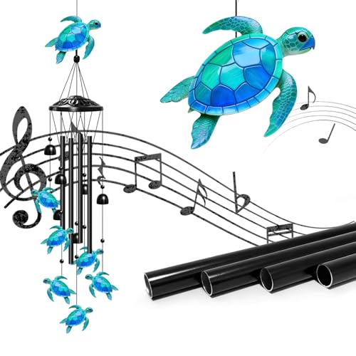 Sea Turtle Wind Chimes for Outside, Turtle Gifts for Women/Men/Mother/Father, Metal Windchimes for Birthday/Christmas/Thanksgiving, Turtle Decor for Patio, Garden,Yard, Home - color: Seaturtle