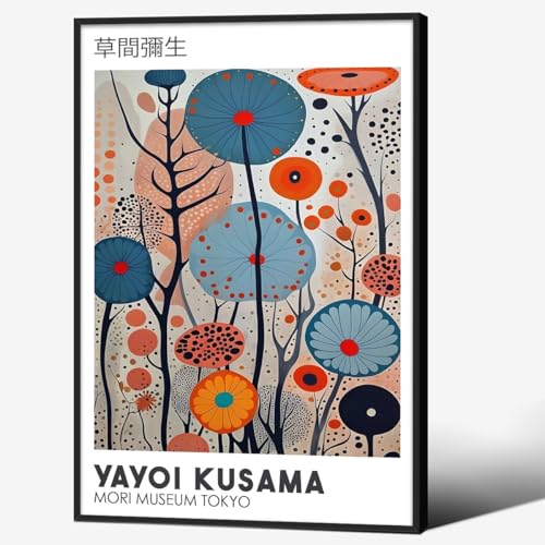 Yayoi Kusama Black Framed Wall Art 20x30in Vintage Japanese Painting Posters Tokyo Aesthetic Prints Infinity Dots Picture Modern Ukiyo-e Decor Artwork for Bedroom Living Room Gallery Decorations - color: Japanese Art01, size: 30"L x 20"W, style: Framed