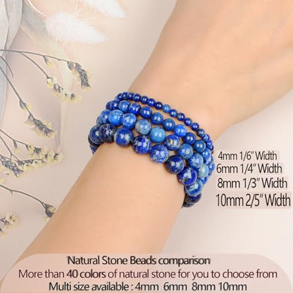LPBeads Handmade Natural Gemstone Stretch Elastic Bracelet Healing Crystal Round Stone Beads Jewelry Gifts for Women Men