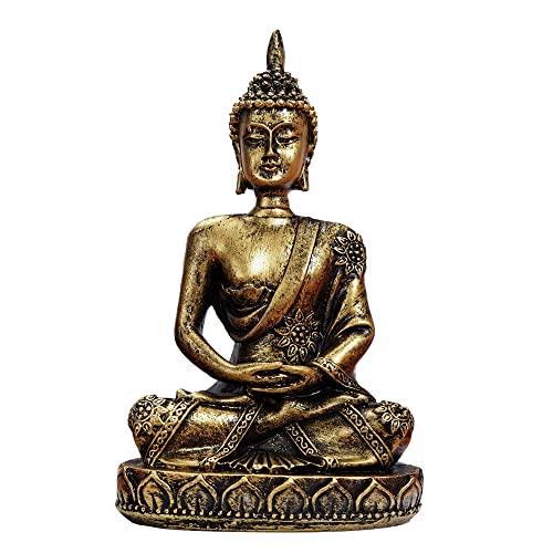 HYFAN Mini Small Meditation Buddha Statue Harmonious Yoga Figurine Collectible Craft Feng Shui Sculpture Decor for Home Office Shelf Desktop (Bronze 4) - color: Bronze 4