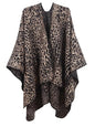 MissShorthair Women's Printed Shawl Wrap Fashionable Open Front Poncho Cape, Gift for Women - color: B-leopard