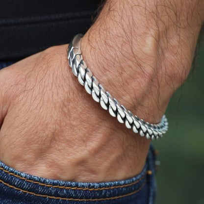 Handmade 925 Sterling Silver Bangle Bracelet Simple Silver/Gold Adjustable Cuff Bangles Durable Stainless Steel bracelet for Men &Women Daily Jewelry Gift for Anniversary Birthday Gift - color: Bangle-21