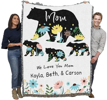 Pure Country Weavers Mom and Cubs Blanket - Personalized - Custom Gift Tapestry Throw Woven from Cotton - Made in The USA (72x54) - color: Mom and Cubs Blanket