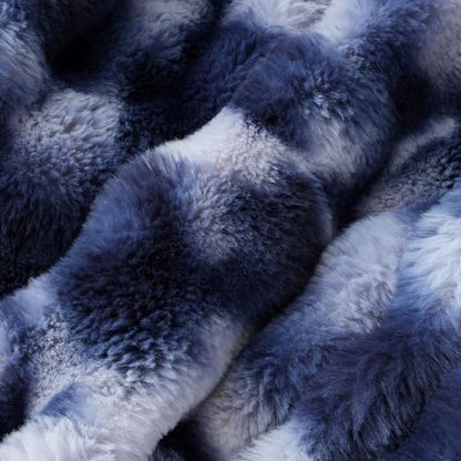 Amélie Home Faux Fur Throw Blanket, Ultra Soft Fuzzy Plush Bubble Blanket for Couch, Bed & Living Room, 60"x80", Tie-dye Blue - color: Tie-dye Blue, size: 60" x 80"