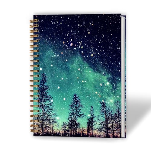 Winter Snowy Northern Lights Notebook, Northern Lights Gifts Journal, Gifts for Astronomy Lovers Journal, Aurora Borealis Forest Hardcover Spiral Notebooks, 5.5x8.3 Inch - color: Color_17