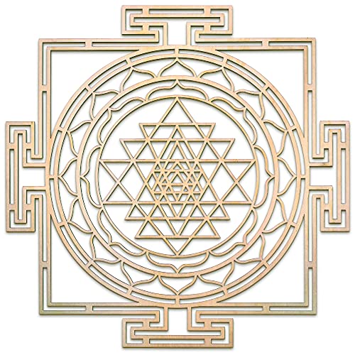 Fourth Level MFG 12" Sri Yantra Maze, Sacred Geometry Wood Wall Art, Crystal Grid Board, Yoga and Zen Meditation Room Decor, Good Spiritual Chakra Energy Altar Decoration - color: Sri Yantra Maze