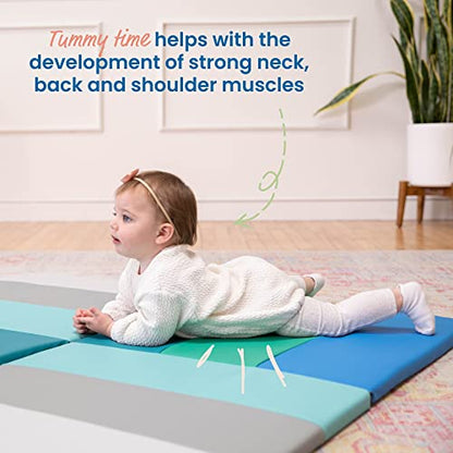 ECR4Kids SoftZone Turning Tiles Folding Activity Play Mat, 48in Square, Baby Essentials, Contemporary - color: Contemporary