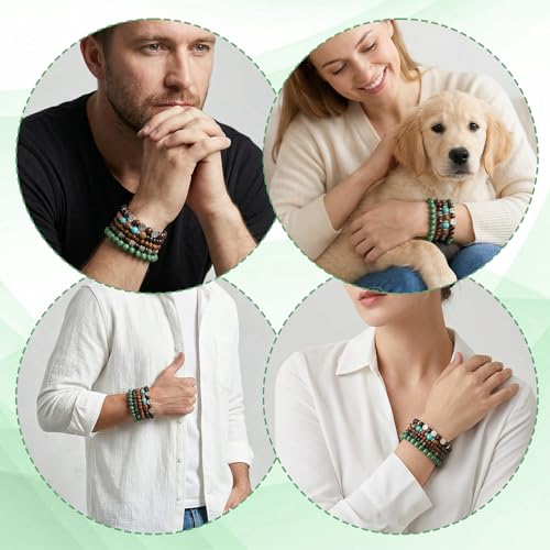 5 Pcs Beaded Bracelets, Elastic Wood Alloy Boho Stackable Handmade Beaded Bracelets, Boho Jewelry For Women Men