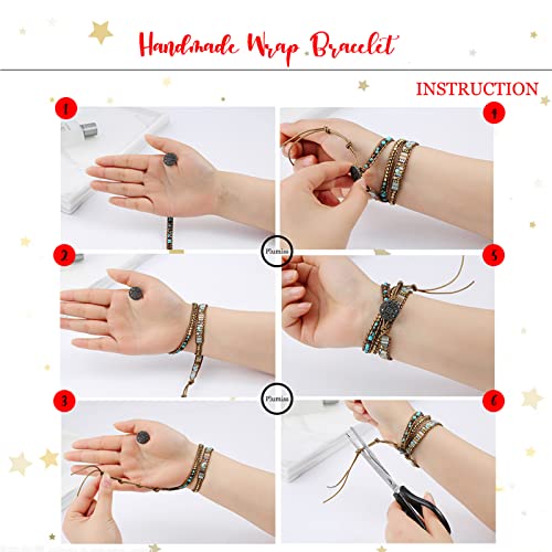 Women Boho Handmade Natural Stone Crystal Leather Bead Wrap Bracelets Collection - style: Colorful Jasper 3w