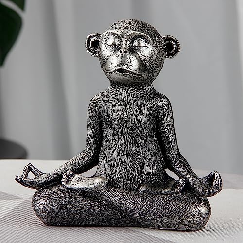 Smadeer Monkey Statue for Home Decoration,Monkey Figurine Sitting in Yoga Pose for Meditation Zen Spiritual Living Room Bedroom Shelf Bookshelf Decor Accents,Cute Animal Gifts,Small Holiday Ornament
