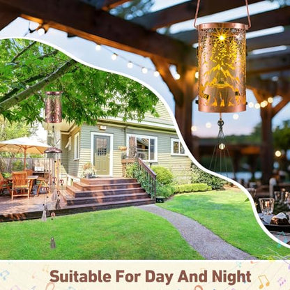 Retisee Bear Design Solar Wind Chimes Outdoor Metal Bear Gifts Solar Light Windchimes Outside Indoors Christmas Decoration Birthday Gift for Home Lawn Porch Patio Garden Yard - style: Bear