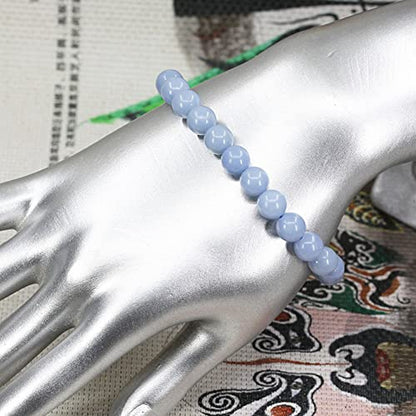 Keleny Gem Semi Precious Gemstones 8mm Natural Stone Round Beads Crystal Stretch Bracelets 7 Inch Unisex - color: 8mm Blue Angelite