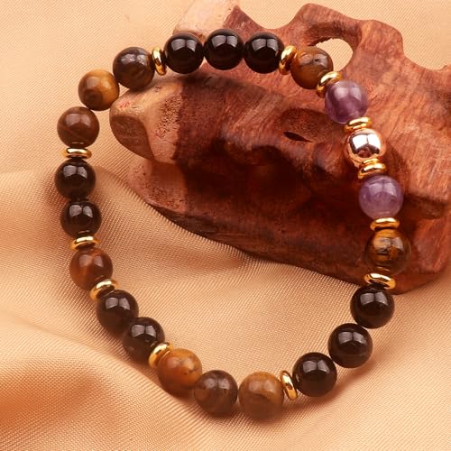 KSQS Healing Stone Bead Bracelet for Women, Natural Gemstones Balance Protection Bracelet, Spiritual Crystal Beads Bracelet Anxiety Relief with Meaning Card - style: No Negativity