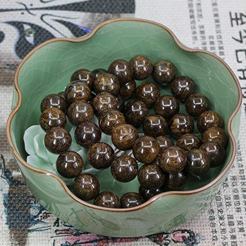 Keleny Natural Gem Semi Precious Gemstones 14mm Round Beads Crystal Stretch Bracelets 7 Inch Unisex - color: 14mm Brown Bronzite