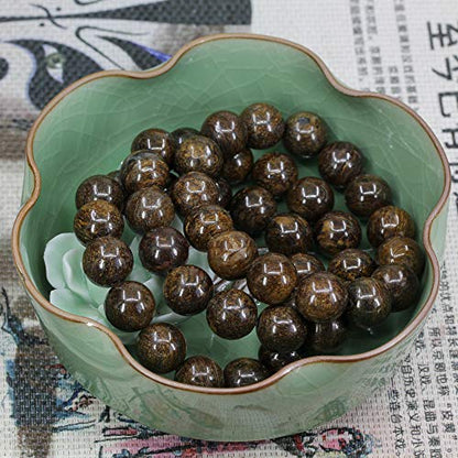 Keleny Natural Gem Semi Precious Gemstones 14mm Round Beads Crystal Stretch Bracelets 7 Inch Unisex - color: 14mm Brown Bronzite