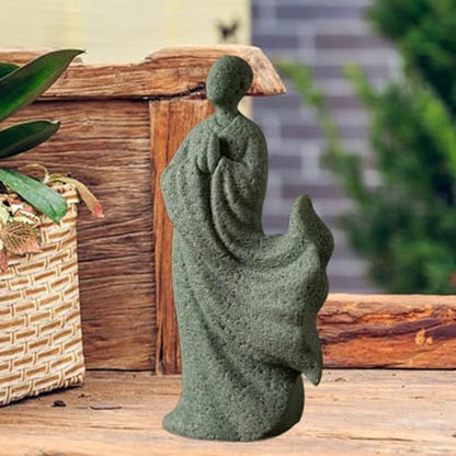 Zen Monk Statue Green Sandstone Bonsai Ornament Desktop Decor Meditation Figurine Chinese Style Sculpture Gift- Style a